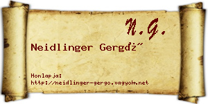 Neidlinger Gergő névjegykártya